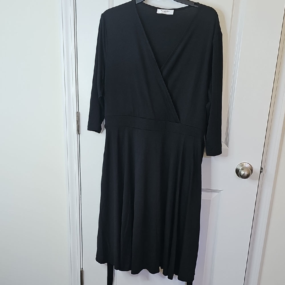 Nemidorl Eegant‎ Black Long Sleeve Wrap Dress Size1XL